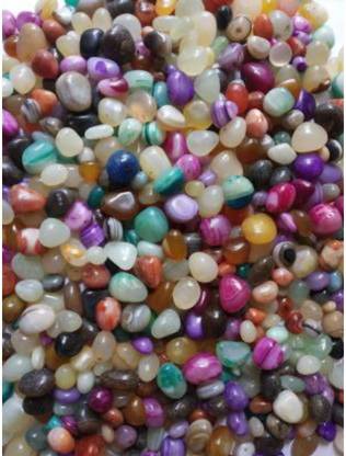 Colour Stone Glossy Shiny Polished Onyx Pebbles Stone For Pots Home Decoration (Multi, 500gm) Polished, Regular Angular, Asymmetrical, Round Onyx Pebbles