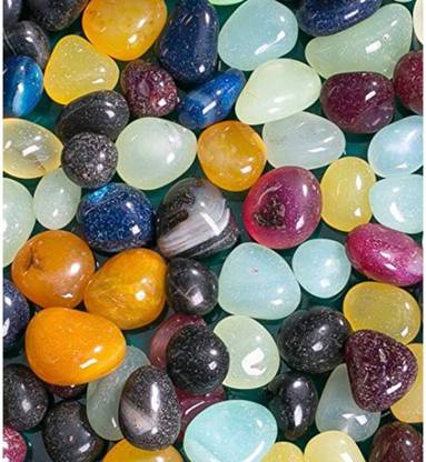 ERCOLE Decorative Glossy Shiny Polished Onyx Stone Pebbles For Home Outdoor & Garden Decoration Vase Filler Plant Pots Aquarium Fish Tanks Table Decor (Multi Colour, 500gm) Polished, Regular Angular, Asymmetrical, Round Onyx Pebbles