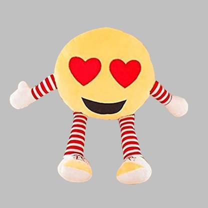 Lovey Dovey Emoji Pillow Soft Toy | Birthday Gift for Girls/Wife, Boyfriend/Husband, Soft Toys Wedding/Anniversary Gift for Couple Special, Baby Toys Gift Items, Extra Large(Eye Heart Emoji)  - 32 cm