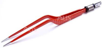 ALIS PROFESSIONAL Non-Stick Surgical Bipolar Forceps Bayonet Orange Reusable Fine Tip 0.5 with 8" Length (20cm Bayonet) Utility Forceps