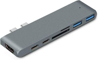 Bhavi 7-IN-1 Type C hub USB C Hub for MacBook Pro (M1) 16", 15", 13", 2020, 2019, 2018, MacBook Air 2020 (M1), 2019, 2018, 100W Power, 2 USB 3.0, microSD, SD Card Reader, USB C Port. MacStick USBC Adapter. Laptop Accessory