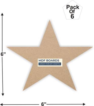 VARIETY 6" STAR MDF PACK OF 6 Wooden Geometric Object