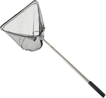 Hunting Hobby Fishing Landing Net, Triangle Folding, Extention 4.8Feet Rod Silver Fishing Rod