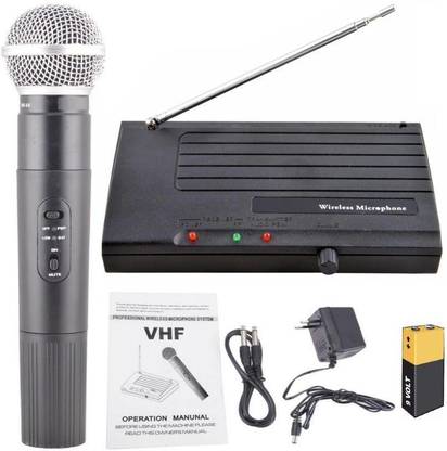 GoodsBazaar Rider RX-68 VHF Wireless / Cordless Microphone Mike Single Channel Cordless Portable Professional Handheld Transmitter Microphone Mic Set Rx68 Wireless Cordless Microphone System for Studio, Karaoke, Radio, Live-performances, Conference, Musical Shows, Opera, Public Speeches, Meetings, Class Room Teachings, Demonstrations, While Move Microphone