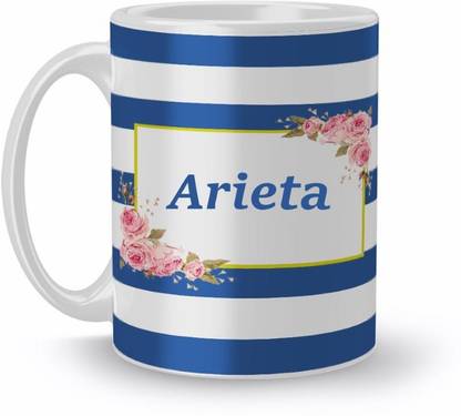 Beautum Name Arieta Blue Stripes Pattern Printed Ceramic (350)ml Model No:NVS1968 Ceramic Coffee Mug