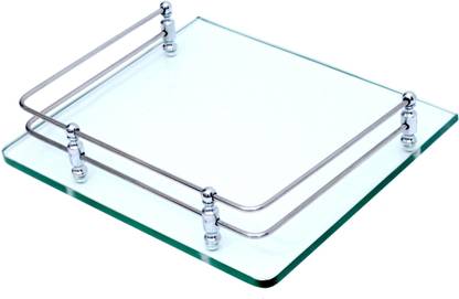 HEXA GOLD Glass TV Set Up Box Stand Wifi Router Stand Wall Shelf Multipurpose Wall Stand Glass Wall Shelf