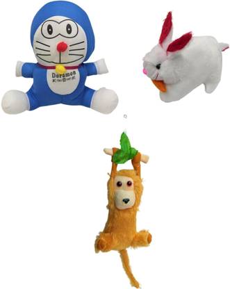 NISHKARSH Stuffed Hanging Monkey , White Rabbit and Doraemon combo of 3 Toys  - 45 cm