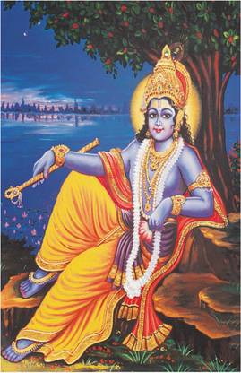 Lord Shri Krishna Poster for Room Paper Print