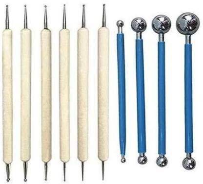 IKIS DIY Acrylic Double-Ended Mandala Dotting Rods Clay Art Stylus Pen for Rock Designing (Wooden and Steel)