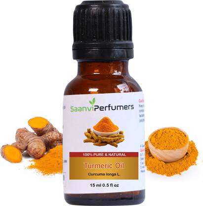 Saanvi perfumers Turmeric Essential Oil | Turmeric Oil | Haldi Essential Oil | Haldi Oil -100% Undiluted Pure and Natural Therapeutic Grade For Skin Cleansing, Hair Growth, Acne Care, Anti-Ageing, Aromatherapy Face, Pain Relief and & Body Oil