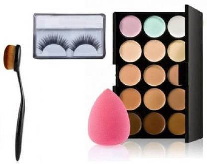 AVEU MNPro Contour 15 pallets long lasting cream Concealer (Multiple) False eyelash, Beauty Blender, Contour Brush