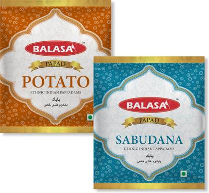 balasa FASTING COMBO - Sabudana Papad (400GMS) + Plain Potato Papad (400GMS) (Pack of 2)