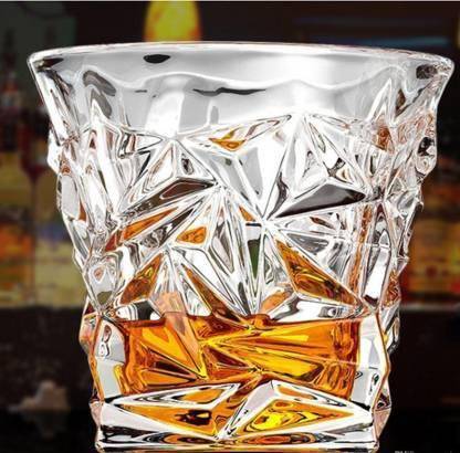 MIR (Pack of 6) Crystal Cut Diamond Design Whiskey Glass Set Glass Set Whisky Glass