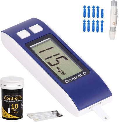 Control D Glucose check machine with 10 strips Glucometer Price in ...