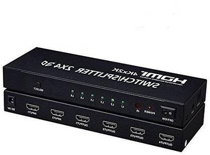 techut HDMI 2x4 Matrix Switch Splitter with audio extractor Converter Switcher with Remote Control 2 in 4 Out 4K 3D 1080p v1.4 Media Streaming Device