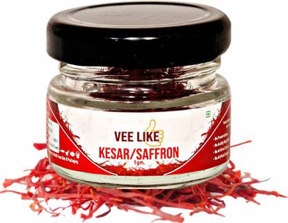 VEE LIKE Saffron / Kesar - Long Threads - Natural & Pure, No Artificial Color, No Artificial Flavour, No Preservatives. 100% Authentic