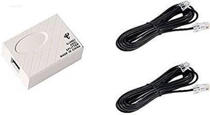 BIGGEAR ADSL Splitter/ADSL Filter/DSL Filter RJ11 for Landline Telephone and Broadband Modem Box with 2pcs RJ11 2mtr Cable Connector Wire Connector