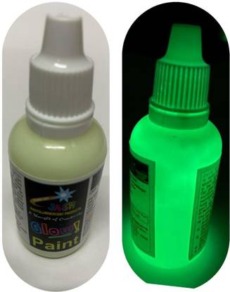 जैश रेडियम ग्लो पेंट Radium Glow paint 100gm Yellow Green( water-based acrylic paint) . Our water base Acrylic glow paint can be easily applied on multiple surfaces, dries fast, Glow time: 8-12hours.