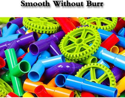 CocoRio 156 Pcs Pipe Interlocking Blocks Toy, Tubular Pipes & Spouts Joints Piece Build Bicycle, Tank, Scooter, Moter Skills Endless Designs Educational Building Learning Blocks Set for Kids