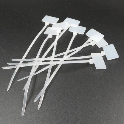 uptodatetools 100pcs Easy Mark 8" 200mm Nylon Cable Ties tag labels Plastic loop Ties markers Cable Tag self-locking Zip Ties Nylon Flexible Straps Cable Tie