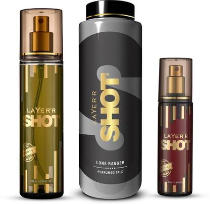 LAYER'R Shot Gold Sporty Body Spray 135ml, Lone Rager Perfumed Talc 100g & Imperial Body Spray 50ml