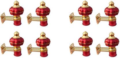 NEOPOSH Red Curtain Knobs, Rod Rail Bracket, Curtain Hooks Metal