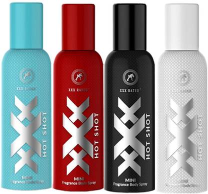 XXX Rated Hot Shot Mini Fragrance Body Spray (Sea Green, Red, Black, White Combo) Body Spray  -  For Men & Women