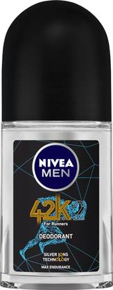 NIVEA MEN 42K Roll On, with Silver Ions Technology for Max Endurance - Reduces up to 99.9% Odour-causing Bacteria - Running & Workout Essentials, Deodorant Roll-on  -  For Men