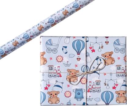 AAKAR Baby Blue Pack of 5 sheets, Printed Paper, Gift Paper, Wrapping Paper, Wrapping sheets, Wrapping rolls Paper Gift Wrapper