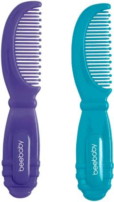 Beebaby Round Edge Baby Comb. Pack of 2. (Blue & Violet) 0M+