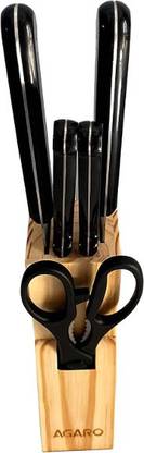 AGARO 6 Pc Stainless Steel Knife Set Galaxy Knives Set with Wooden Case, 4 Knives, 1 Scissor, 1 Wooden Case