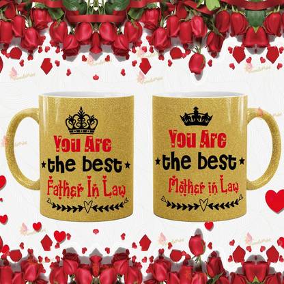 TrendoPrint You Are The Best Father In Law Mother In Law Birthday And Wedding Anniversary Gift For Dad Father And Papa Father's Day And Pita Ji Daddy And Sasur Ji And Mother In Law Mom And Mother Mummy And Mumma Maa Sasuma Printed Golden Tea Milk Ceramic Coffee Mug