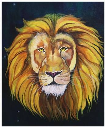 ManuArts LION Original Handmade Acrylic Painting on Canvas Board 16x20'' Acrylic 20 inch x 16 inch Painting