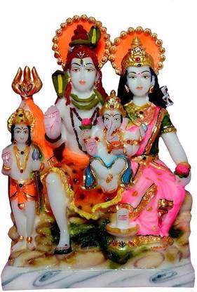 krishnagallery1 Shiv Privar Marble Finish Statue , Shiv Ji Murti , Shiv Privar Stratue , Ganesh Ji Murti ( Home Temple Use , Office Temple use , vastu , Gifted use item statue ) Decorative Showpiece  -  30 cm