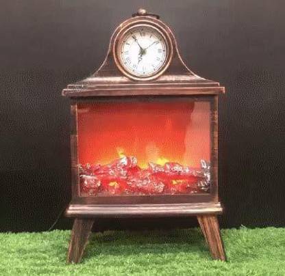CASEMANTRA LED Fireplace Lamp XXL Black 4h-Timer 6 LEDs Artificial Fire Simulation Flame Effect Lantern USB Table Lamp