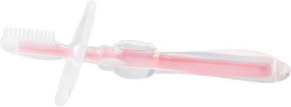 Beebaby Baby Toothbrush with Soft Silicone Bristles and Anti - Chocking Shield. 6M+ Pink Ultra Soft Toothbrush