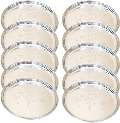 Omkar Enterprises Set of 10 Bhojan Thali Dinner Plate