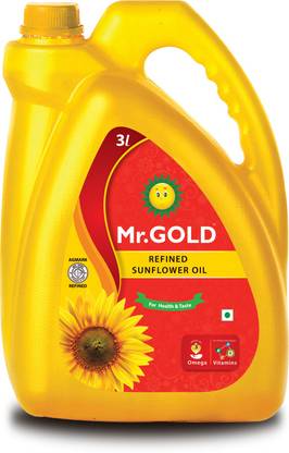 Mr. Gold Refined Sunflower Oil Can,3L Sunflower Oil Can
