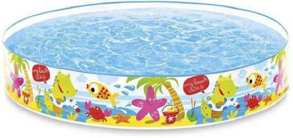 vulternic 5 Feet Swimming Pool for Kids Non-Air Without Air Home Garden Farmhouse , No Need for an Air Pump Just unfold and Ready To Use Swim Floatation Belt