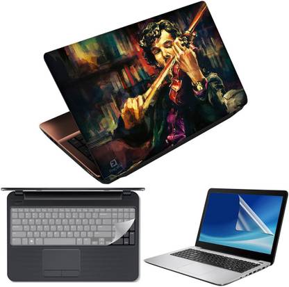 FineArts Sherlock Holmes 3 in 1 Laptop Skin Pack With Screen Guard & Key Protector Combo Set