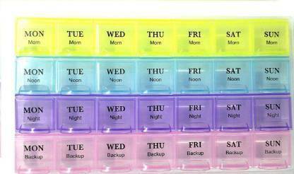 glanz 28 Days Pill Box Tablet Box Holder Medicine Storage Organizer Case Container 7 Days/Weekly/Monthly Pill Organizer Pill Box (Multicolor) Pill Box