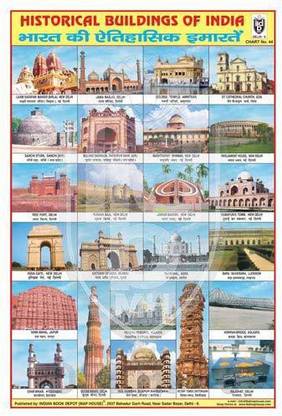 HISTORICAL BUILDINGS OF INDIA CHART [Wall Chart] INDIAN BOOK DEPOT (MAP HOUSE) Paper Print