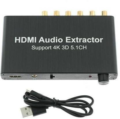 टेचुट HDMI Audio Extractor Separator 5.1CH 4kX2k Decoding Coaxial to RCA AC3 / DST to 5.1 Amplifier Analog Converter Support 3D 4K PS4 DVD Player मीडिया स्ट्रीमिंग डिवाइस