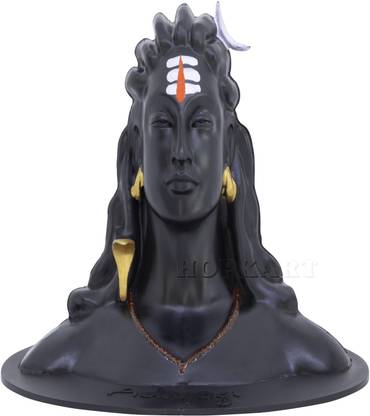 HOPKART Adiyogi Lord Shankar Idol for Home Decor Gift & Pooja Matte Black White & Orange Tilak |UNBREAKABLE PLASTIC FIBER Made in India| Office Home Table Showpieces & Figurines Decorations Items |Statue for Car Dashboard, Gifts And Home|Statue for Car Dashboard|Statue of Gods|Showpieces for Gift|Home Decorative Showpiece Decorative Showpiece  -  12 cm