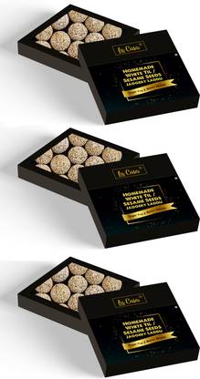 La Casa Homemade White Til / Sesame Seeds Jaggery Laddu | Combo Pack of 3 | No Sugar | Box