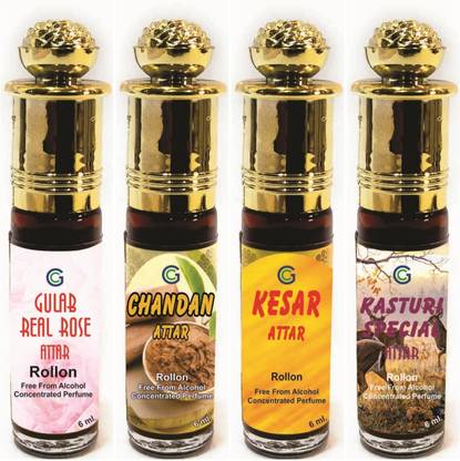 gargi creation COMBO OF GULAB,KASTURI,CHANDAN,KESAR ROLL ON ATTAR FLORAL FRAGNANCE LONG LASTING PACK OF 24 ML. Attar Floral Attar
