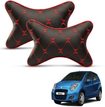 MOCKHE Black, Red Leatherite Car Pillow Cushion for Maruti Suzuki