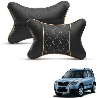 MOCKHE Black, Beige Leatherite Car Pillow Cushion for Skoda