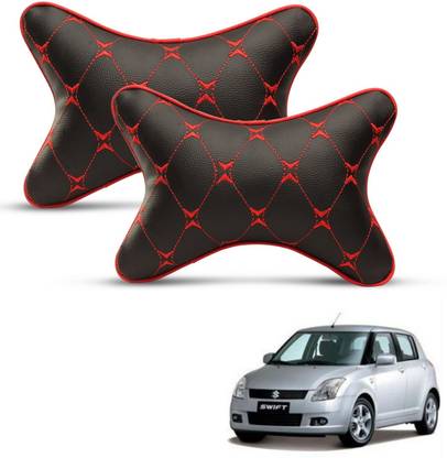 MOCKHE Black, Red Leatherite Car Pillow Cushion for Maruti Suzuki