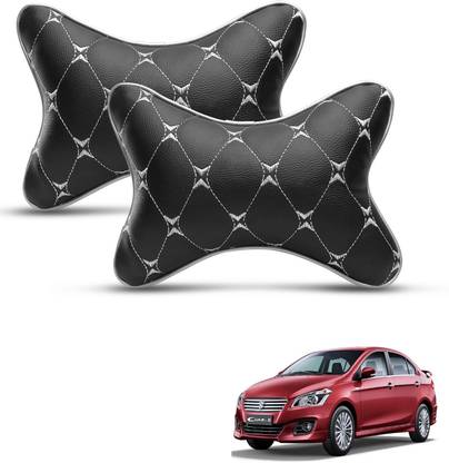MOCKHE Black, Silver Leatherite Car Pillow Cushion for Maruti Suzuki